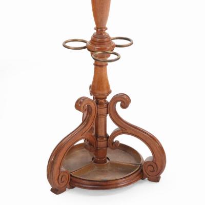 A French oak hat rack and tin umbrella stand C 1890 