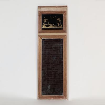 A French painted and carved Trumeau mirror 19th C 