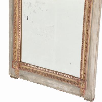 A French painted and carved Trumeau mirror early to mid 19th C 