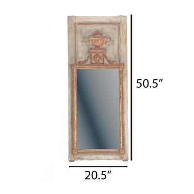 A French painted and carved Trumeau mirror early to mid 19th C 