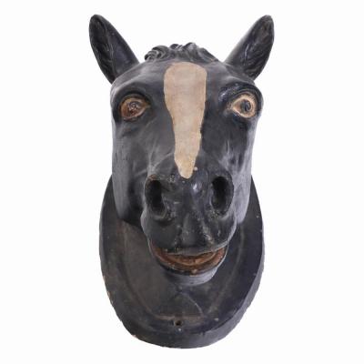 A French painted terracotta horse head C 1920 