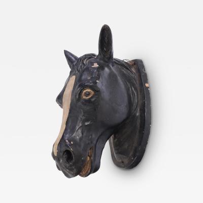 A French painted terracotta horse head C 1920 