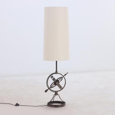 A French polished steel tall table lamp C 1950 