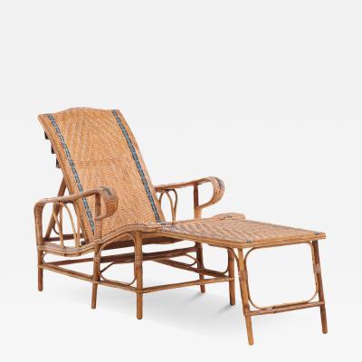 A French rattan chaise lounge C 1900 