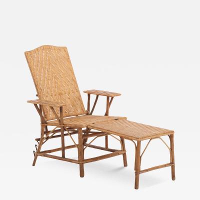 A French rattan convertible chaise lounge C 1900 