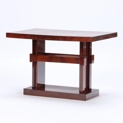 A French rectilinear burl wood table C 1940 