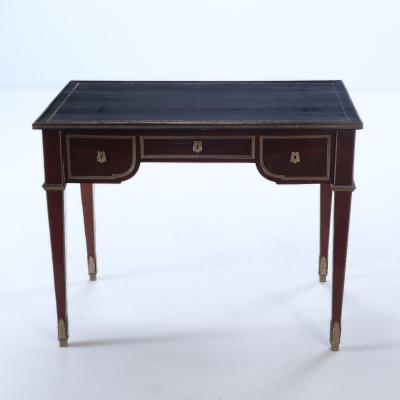A French three drawer mahogany bureau plat desk circa 1930