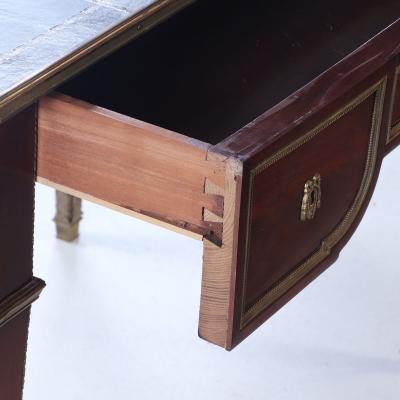 A French three drawer mahogany bureau plat desk circa 1930