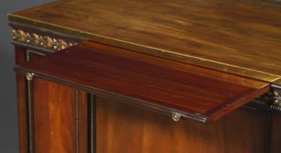 A GEORGE III MAHOGANY AND SATIN BIRCH COMMODE