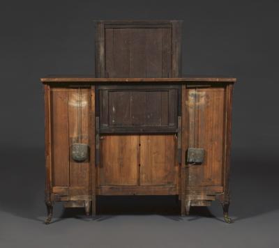 A GEORGE III MAHOGANY AND SATIN BIRCH COMMODE