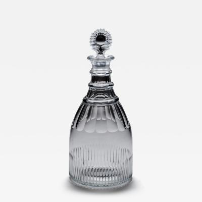 A GEORGIAN SLICE FLUTE MAGNUM DECANTER WITH SUNBURST STOPPER