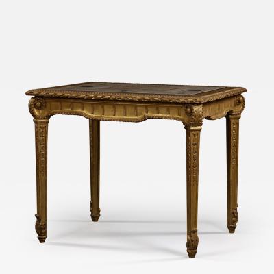 A GILTWOOD NEOCLASSICAL CENTER TABLE WITH INSET SCAGLIOLA TOP