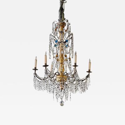 A Genovese Parcel Gilt and Crystal Chandelier