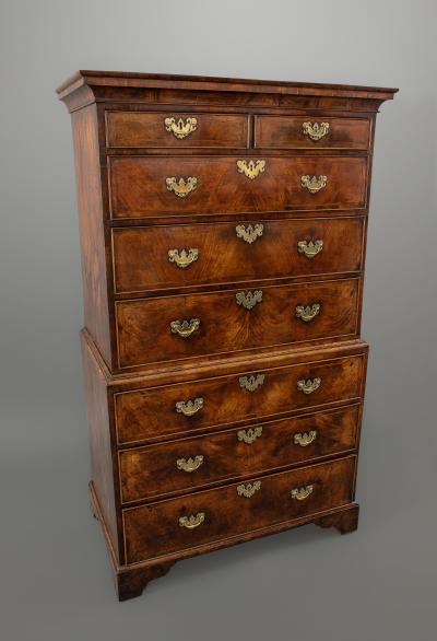 A George I Walnut Chest on Chest of Compact Size