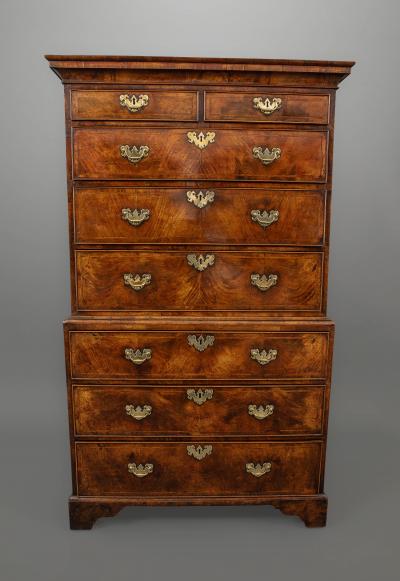 A George I Walnut Chest on Chest of Compact Size