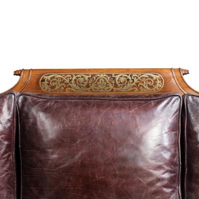 A George IV Brass Inlaid Rosewood Country House Three Seater Sofa