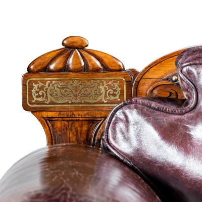 A George IV Brass Inlaid Rosewood Country House Three Seater Sofa