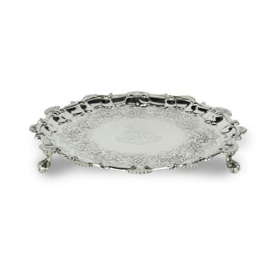 A George IV crested silver tray