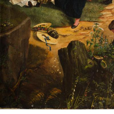 A German School oil painting of a countryside strawberry harvest 19th century 