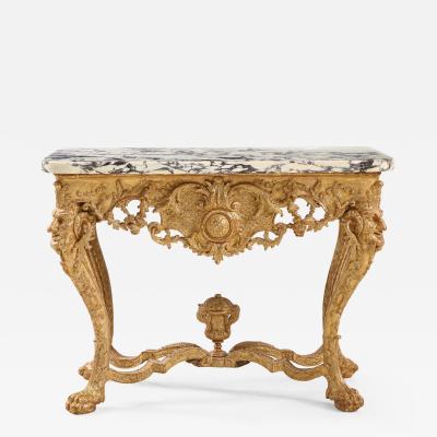 A German rococo carved and gilded console table 