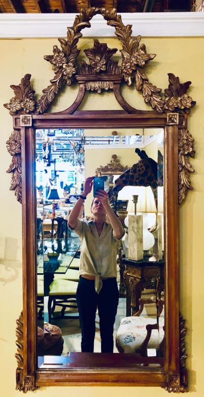 A Gilt Gold Italian Acanthus Leaf Carved Wall or Console Mirror