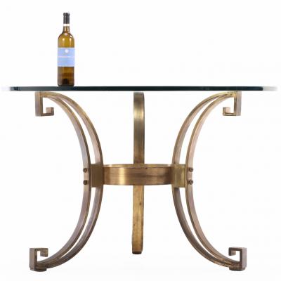 A Glass Top Bronze Pedestal Table C 1970 