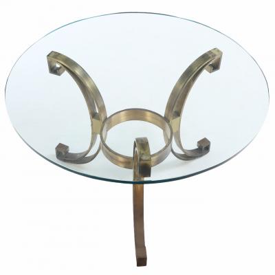 A Glass Top Bronze Pedestal Table C 1970 