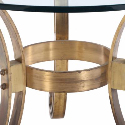 A Glass Top Bronze Pedestal Table C 1970 