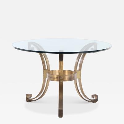 A Glass Top Bronze Pedestal Table C 1970 