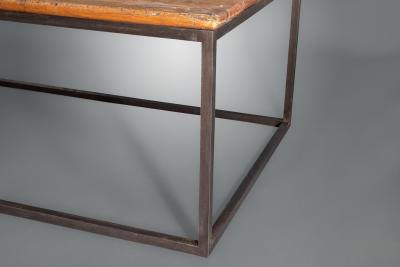 A Good Cherry and Metal Mounted Coffee Table