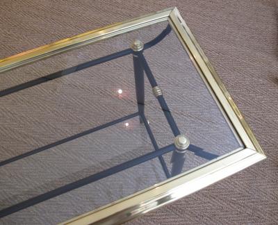 A Good Quality French Black and Metal Console Table