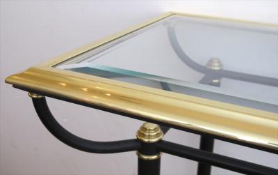 A Good Quality French Black and Metal Console Table