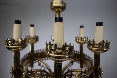 A Gothic Revival Brass Table Lamp