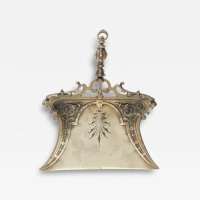 A Gothic Revival Solid Brass Crumb Tray with Tigers Heads Floral Decors