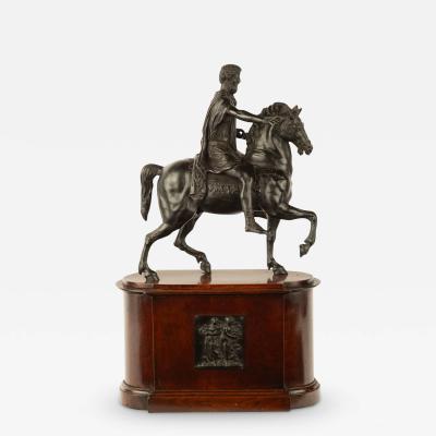 A Grand Tour equestrian bronze of Marcus Aurelius after Hopfgarten