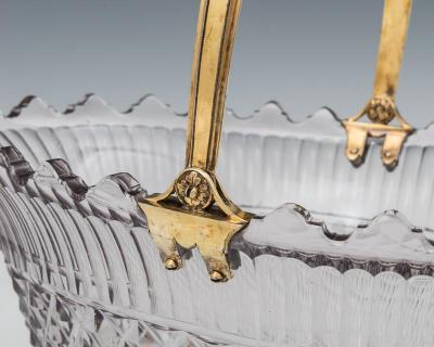 A HIGHLY UNUSUAL AUSTRIAN ORMOLU MOUNTED CUT GLASS BASKET