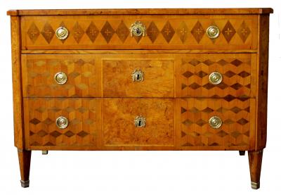 A Handsome Swedish Gustavian Alder Root Parquetry Chest