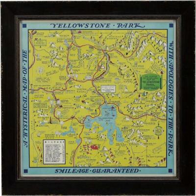 A Hysterical Map of Yellowstone National Park by Jolly Lindgren 2nd Ed Printing