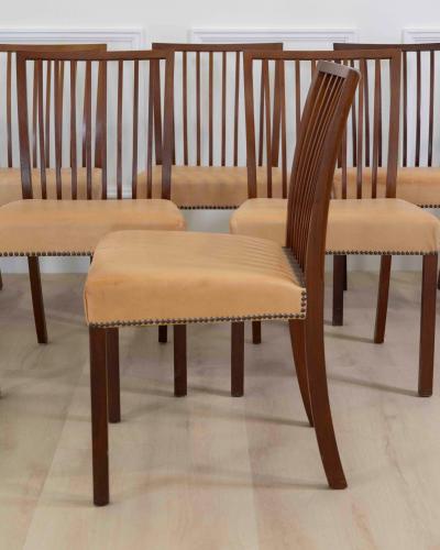 A J Iversen 20th Century Set of Eight Danish Mahogany Dining Chairs by A J Iversen