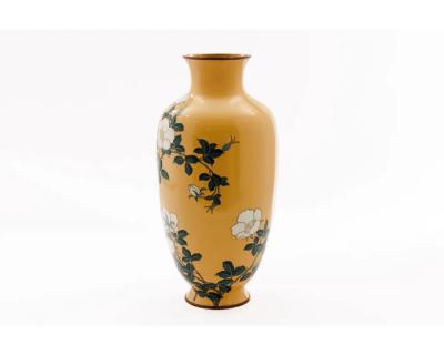 A Japanese Cloisonne Enamel Vase Attributed to Kawade Shibatar with Camellias