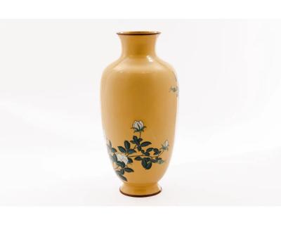 A Japanese Cloisonne Enamel Vase Attributed to Kawade Shibatar with Camellias