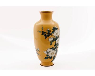 A Japanese Cloisonne Enamel Vase Attributed to Kawade Shibatar with Camellias