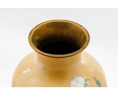 A Japanese Cloisonne Enamel Vase Attributed to Kawade Shibatar with Camellias