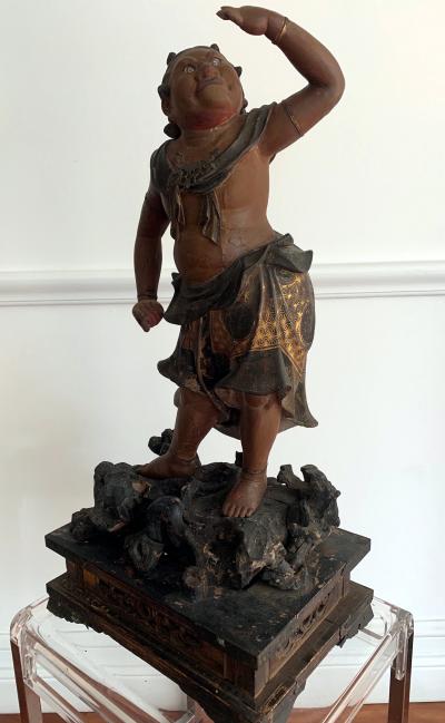 A Japanese Lacquered and Gilt Wood Statue from Edo Period