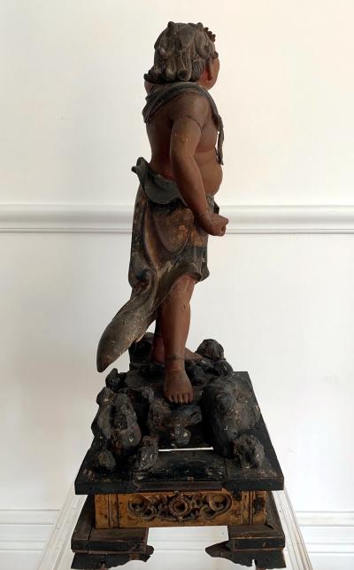 A Japanese Lacquered and Gilt Wood Statue from Edo Period