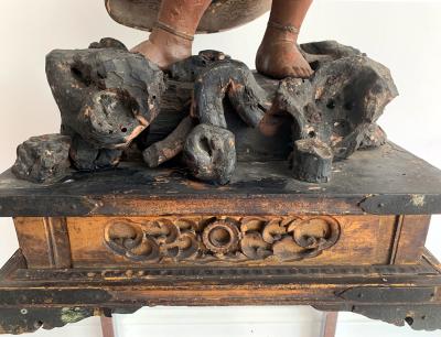 A Japanese Lacquered and Gilt Wood Statue from Edo Period