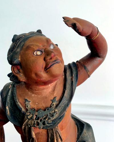 A Japanese Lacquered and Gilt Wood Statue from Edo Period