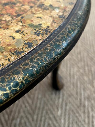 A Kashmir Lacquered Wood Circular Low Coffee Table