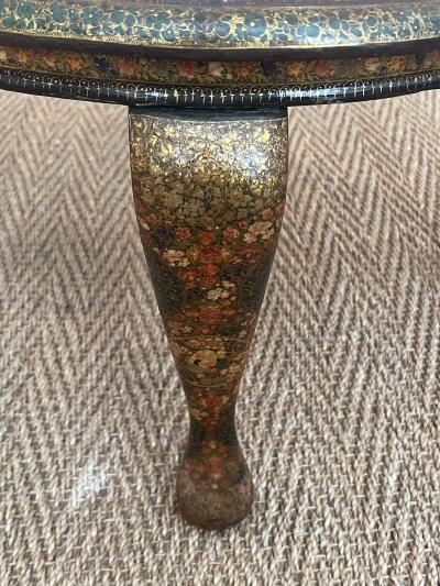 A Kashmir Lacquered Wood Circular Low Coffee Table