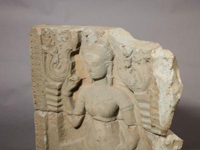A Khmer Stone Sculpture of An Aspara Dancer